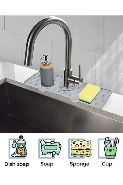 Silicone Faucet Mat Waterproof Sink Splash Guard Drip Catcher Organizer Mat