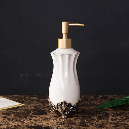Retro Ceramic Bathroom Set Toiletries Bathroom Accessories Lotion Bottle Toothbrush Holder Mouthwash Cup Soap Dish Tray Wash Set