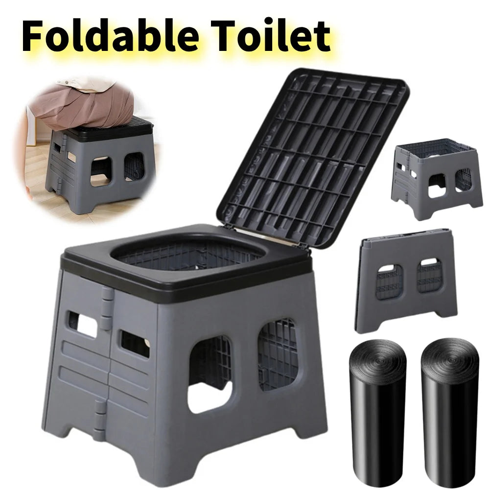 Portable Camping Toilet with Lid Portable Folding Toilet Multifunctional Travel Portable Potty for Camping Travel