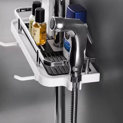 Shower Shelf Home Bathroom Bathroom Lift Bracket without Holes Bathroom Shower Rod Tray Storage