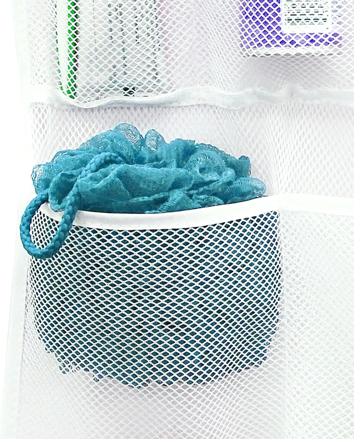 Shower Organizer with Quick Drying Mesh, Bathroom Caddy Organizer with 7 Pockets to Hold Toiletries, Shampoos, Soaps, and Loofahs, 14 Inch by 30 Inch, White, 2 Pack