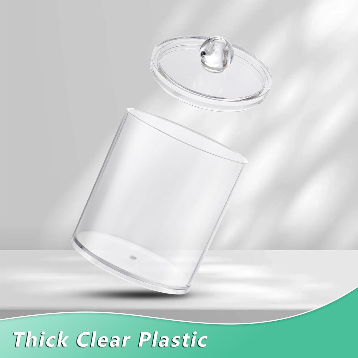 Bathroom Organizers and Storage, 4 PACK Plastic Canisters for Cotton Balls, Cotton Swabs, Cotton Rounds
