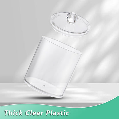 Bathroom Organizers and Storage, 4 PACK Plastic Canisters for Cotton Balls, Cotton Swabs, Cotton Rounds